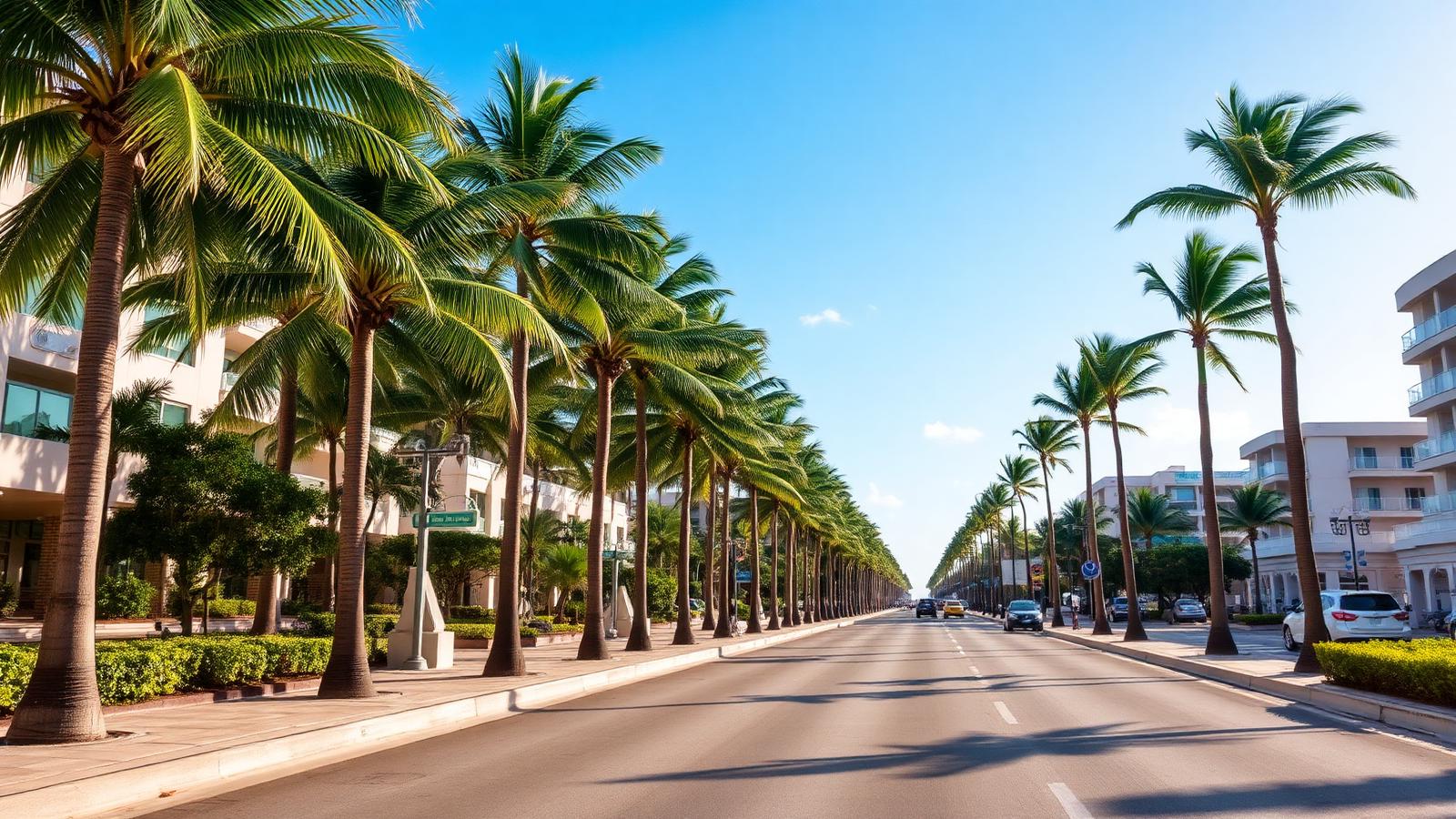 Palm-lined boulevard in Cancun Hotel Zone on a bright, safe-feeling day