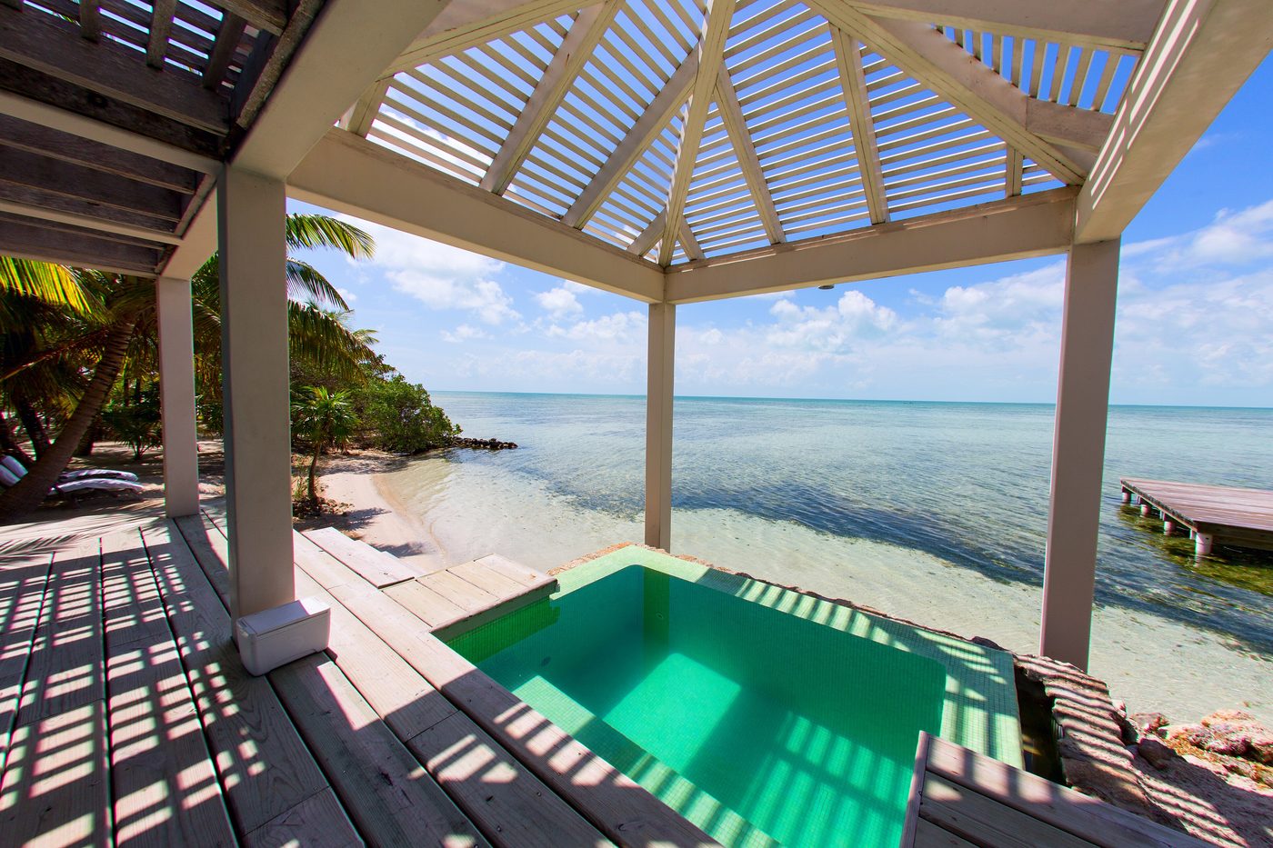 Private villa terrace with a small pool